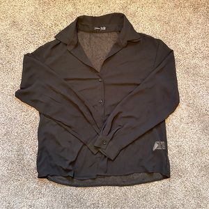 Shein Black Sheer Button Up
